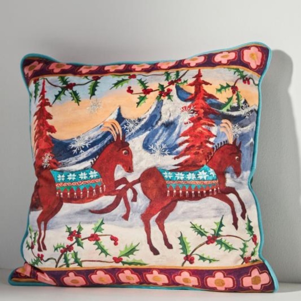 Anthropologie Raphael Balme winter pillow 18 inch square new without tags